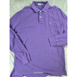 Polo Ralph Lauren Long Sleeve Polo Shirt Mens Large Purple Classic Fit Pony Logo